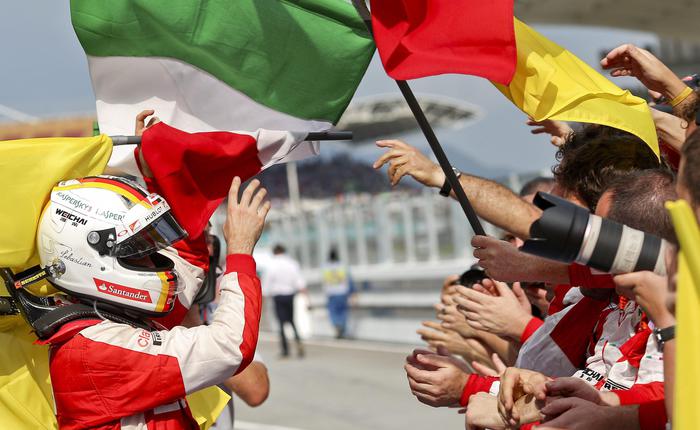 L'esultanza di Vettel