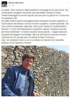 Nuovo intervento di Gianni Morandi su Facebook