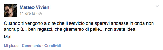 Post Facebook di Matteo Viviani