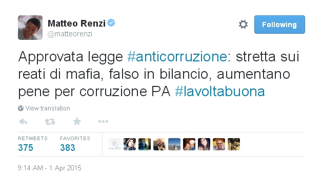 Tweet Renzi