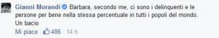 Risposta di Morandi ad un post su Facebook