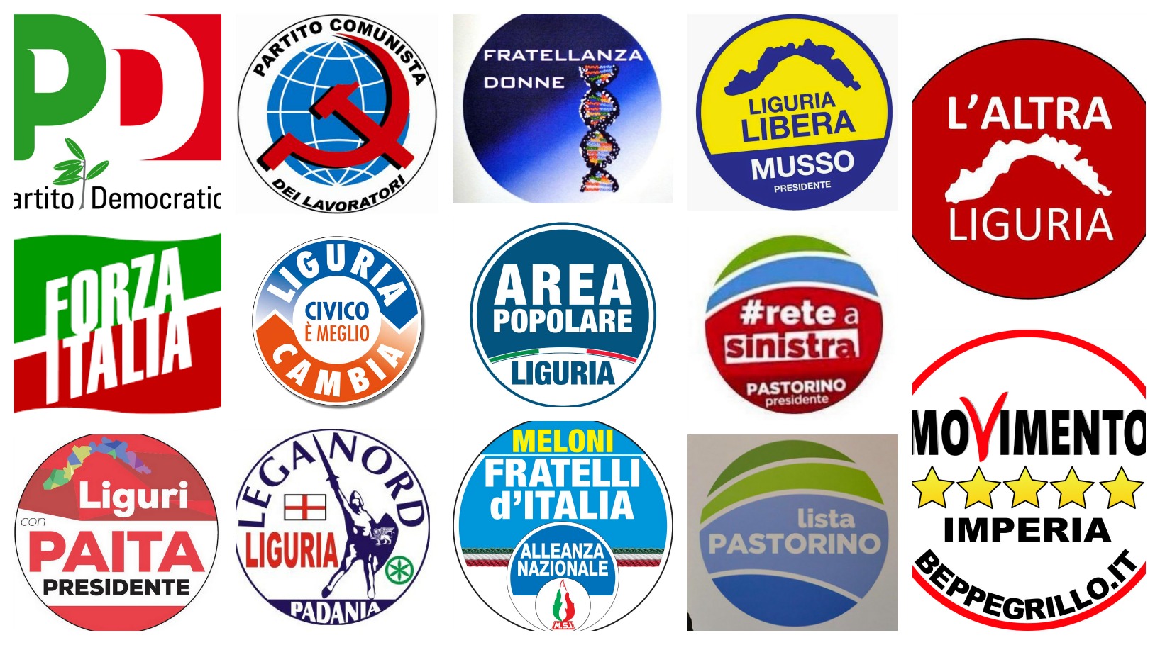 Tutte le liste in Liguria