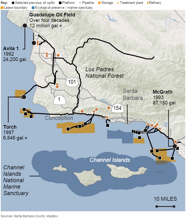 Cartina della costa californiana