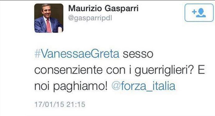 Tweet di Gasparri contro Greta e Vaness