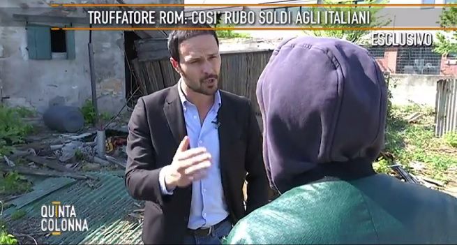 Un frame del servizio di Benelli a Quinta Colonna