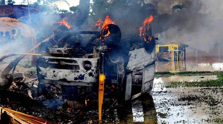 Il furgone incendiato