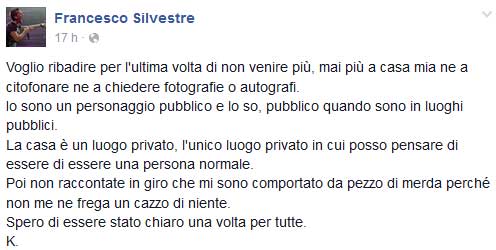 Lo stato Facebook di Kekko