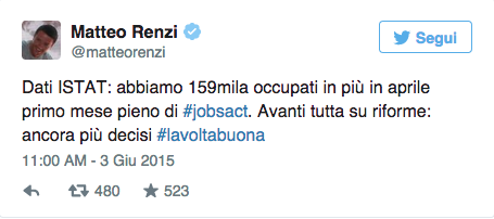 Tweet di Renzi