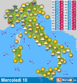 meteo 10 giugno