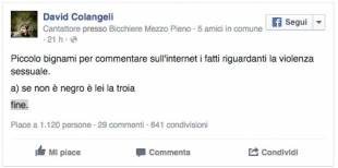 Altro commento pesante allo stupro