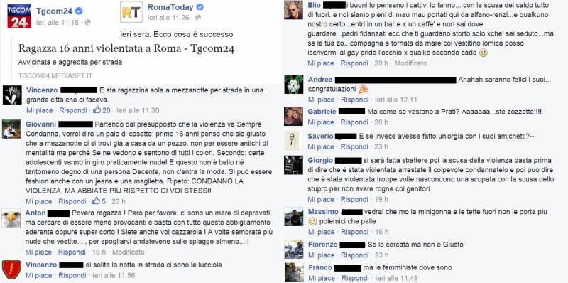 Commenti sullo stupro a Roma