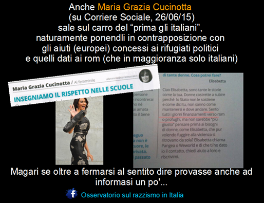 La risposta dell'Osservatorio sul razzismo alla risposta della Cucinotta