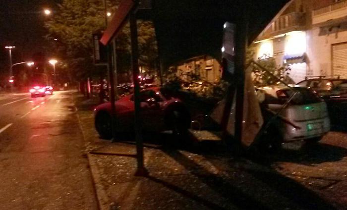 Ferrari di Caceres dopo l'incidente