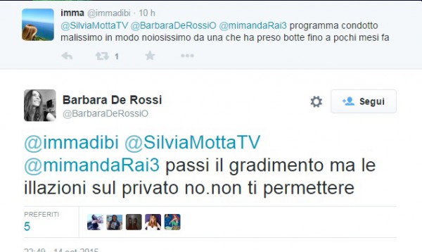 La diatriba social tra la De Rossi e un'utente twitter