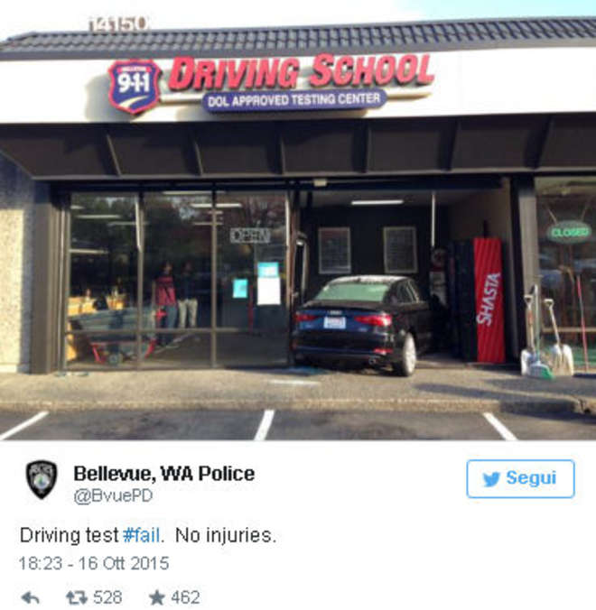 Il post su Twitter della polizia del luogo