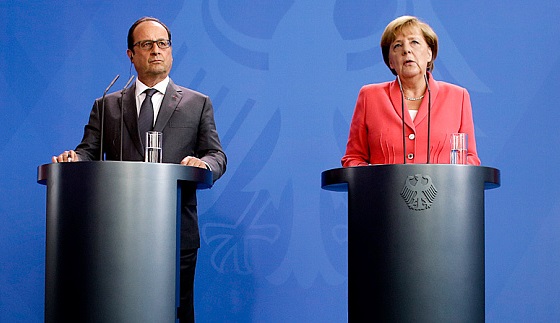 Hollande e la Merkel a Strasburgo