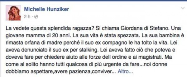 Il post di Michelle Hunziker dedicato a Giordana