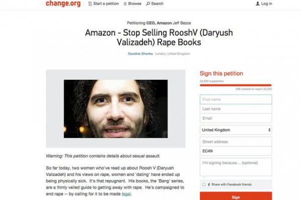 La schermata della petizione contro Roosh V