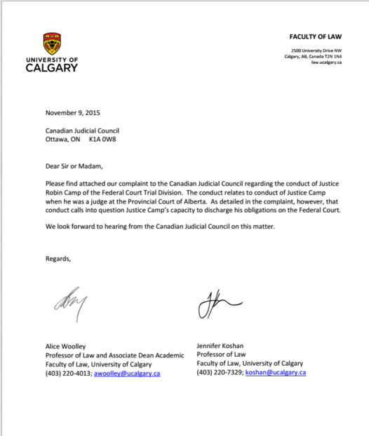 Incipit del documento presentato contro Camp