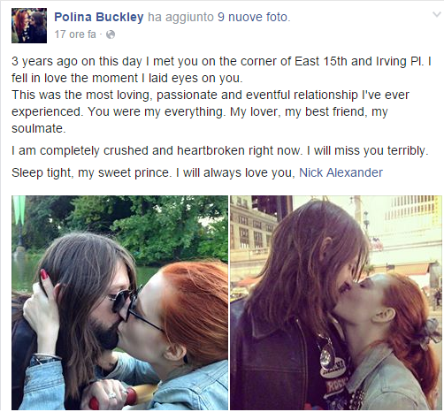Il messaggio di Polina Buckley su Facebook