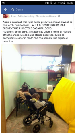 Il post del padre su Facebook