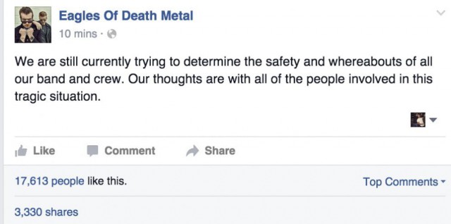 Post Facebook della band