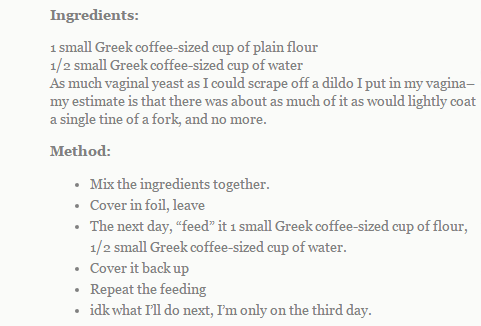 Gli ingredienti per il pane di Zoe