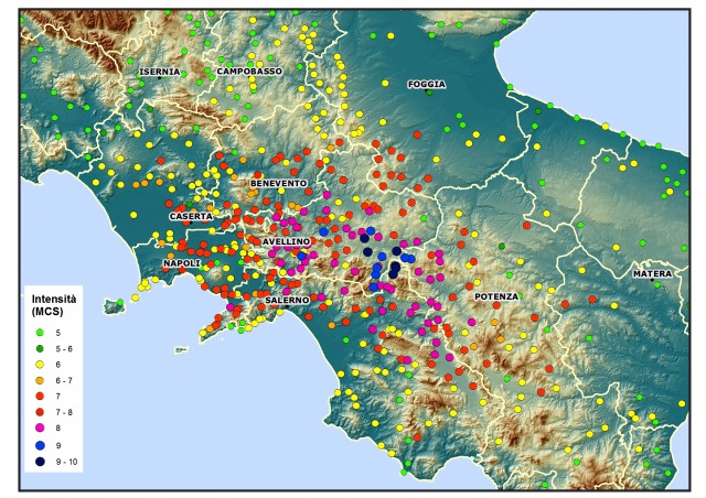 Zone colpite dal terremoto
