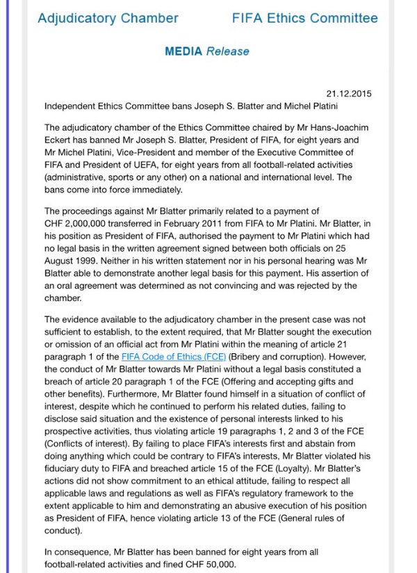 Comunicato FIFA