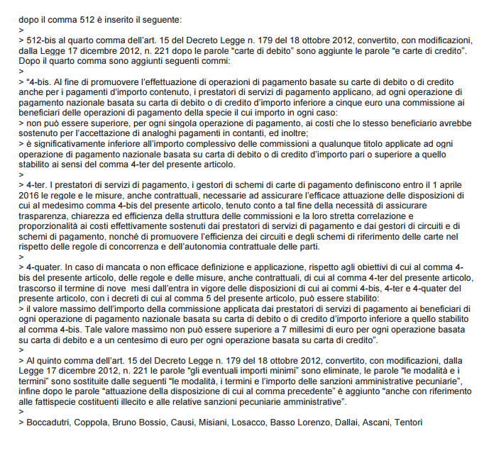 Testo dell'emendamento