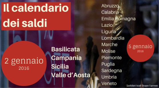 Calendario inizio saldi