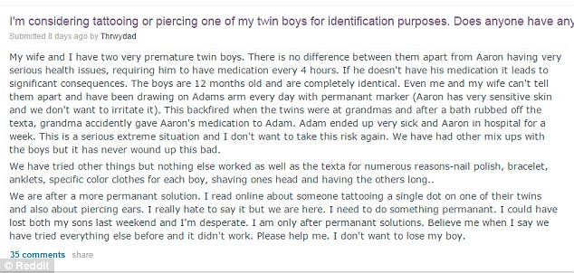 Messaggio del padre dei gemelli