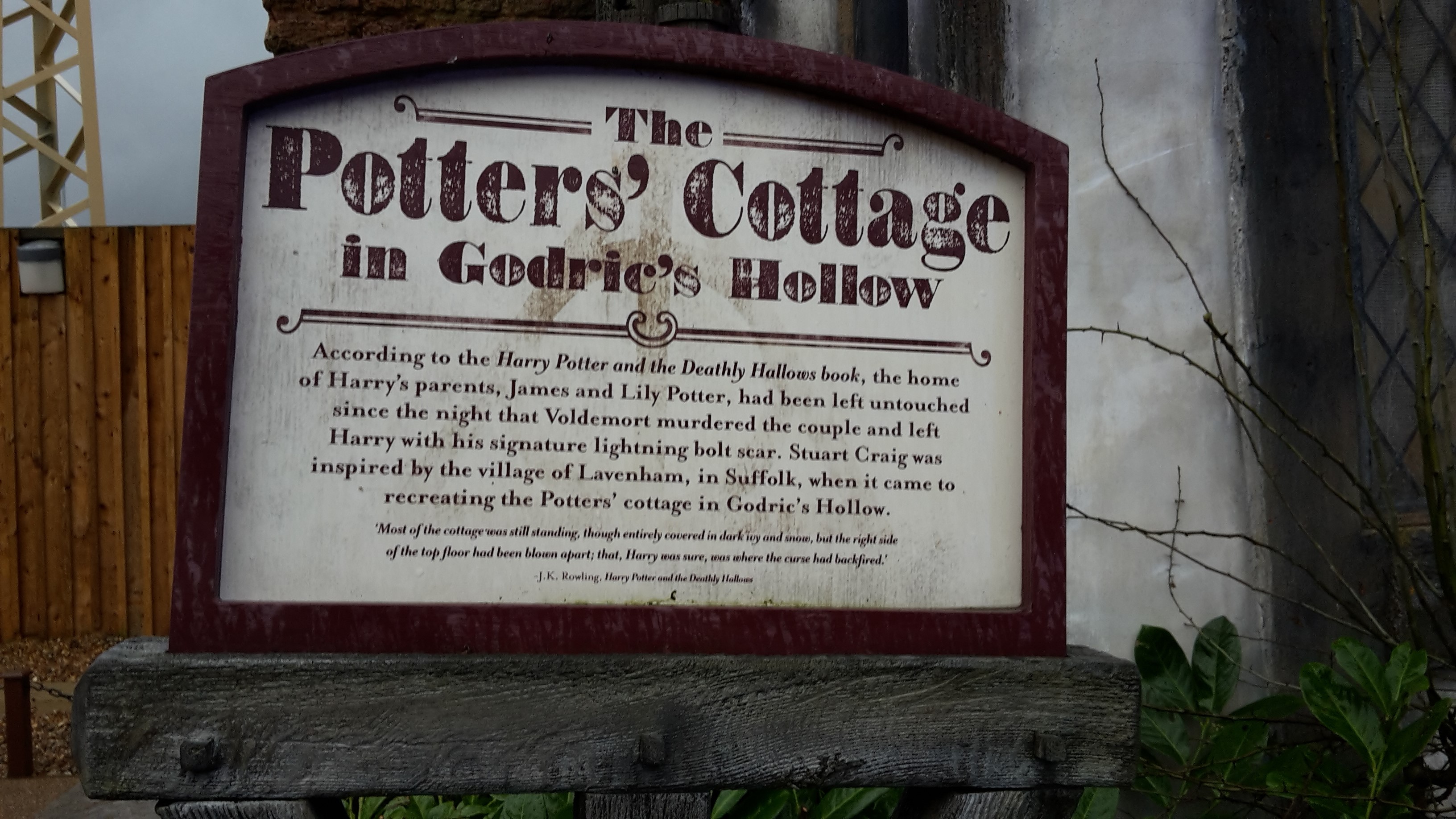Targhetta al cottage della famiglia Potter