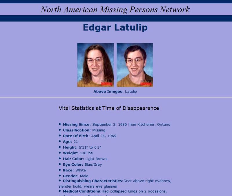 Dati anagrafici scomparso