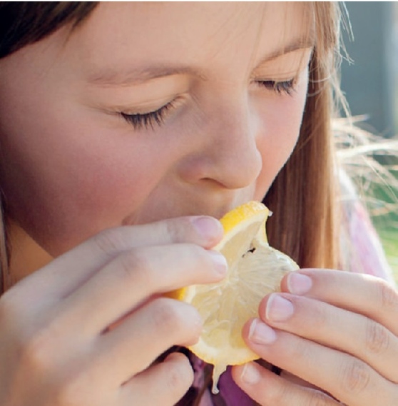 Mangiare fetta di limone