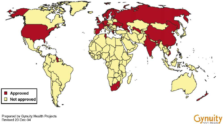 Mappa mondiale RU-486