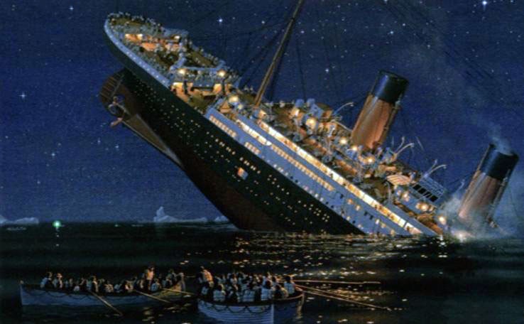 Naufragio Titanic in una scena del film