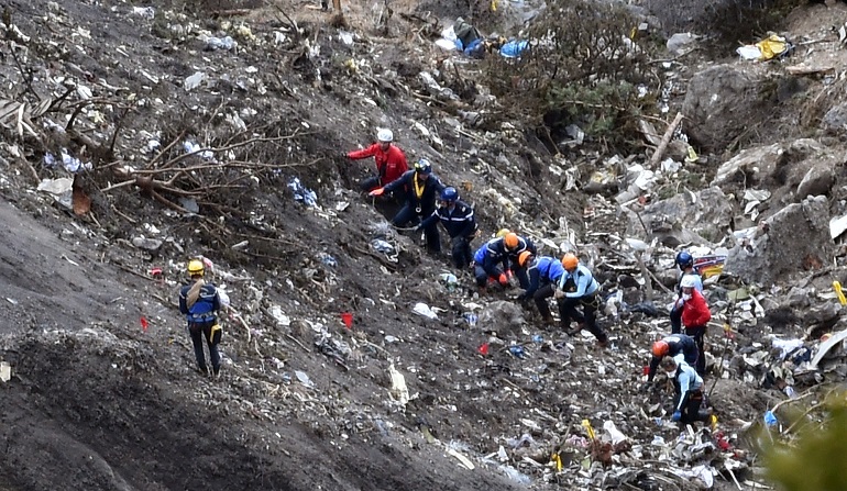 Resti dell'Airbus della Germanwings