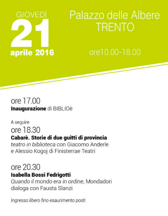 Programma di giovedì 21 aprile