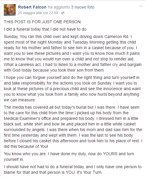 Il post di Robert Falcon