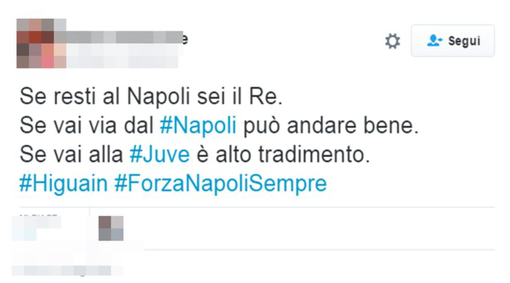 Tweet di un tifoso