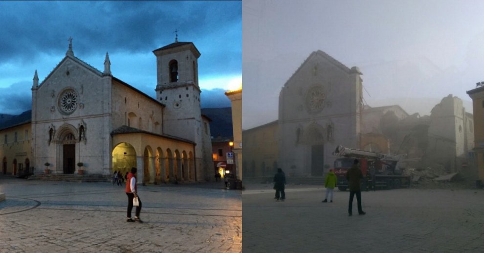 Norcia prima e dopo