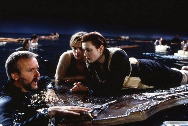 Il regista James Cameron con i due protagonisti