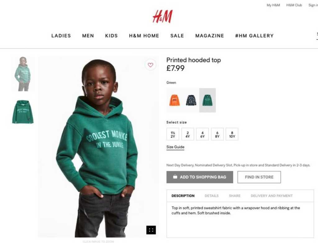 H&M pubblicità razzista
