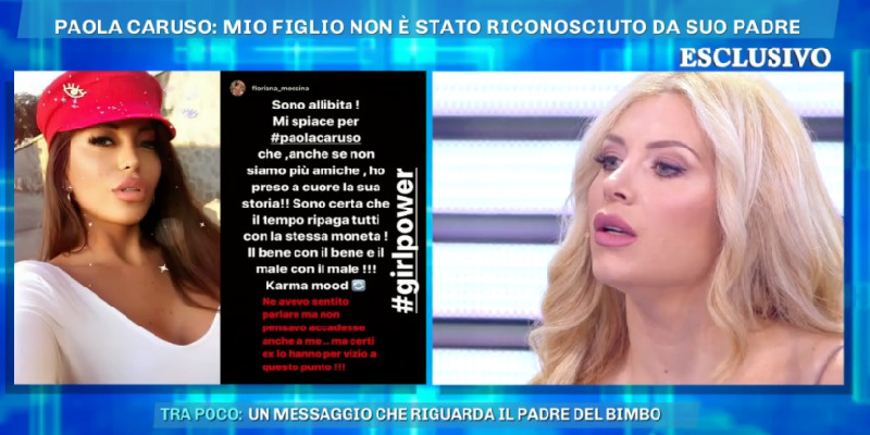 Domenica Live, Florina Messina manda un messaggio a Paola