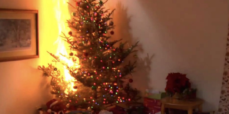 Rovato albero di Natale prende fuoco